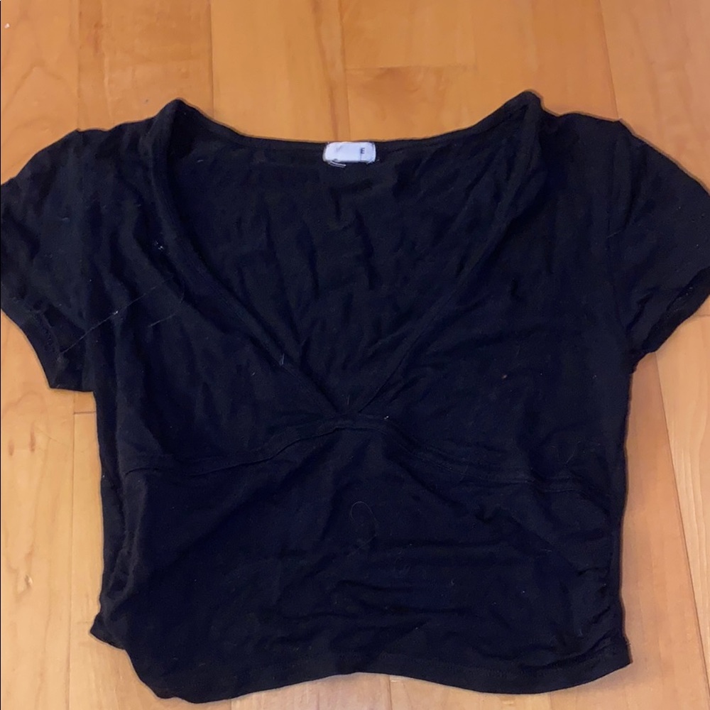 Garage Black Ruched Crop Blouse